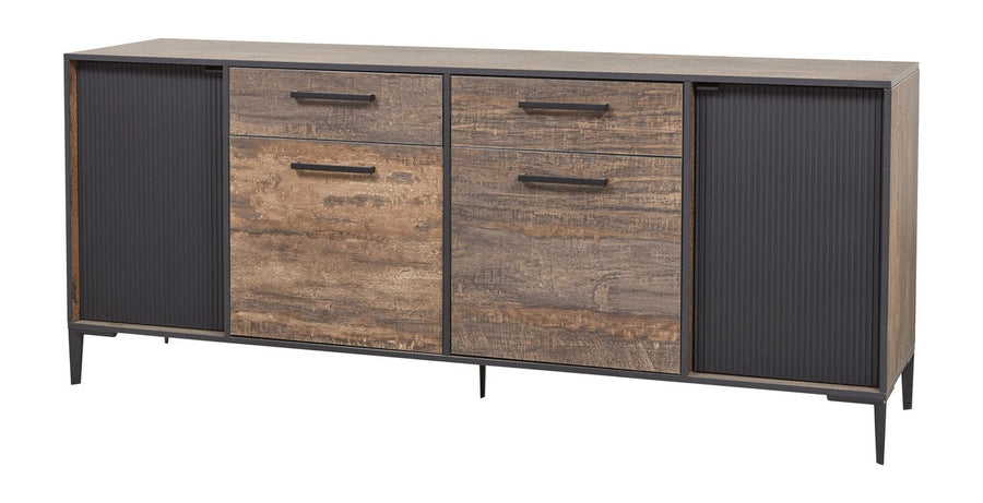 Evan - Dressoir Perugia - DR2 - K647 - Donker scheepshout/Zwart - 210x86x50cm