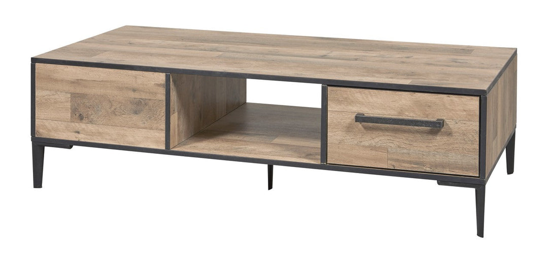 Evan - Salontafel Perugia - T13 - K632 - Natuurlijke parketlook/Zwart - 141x41x68cm