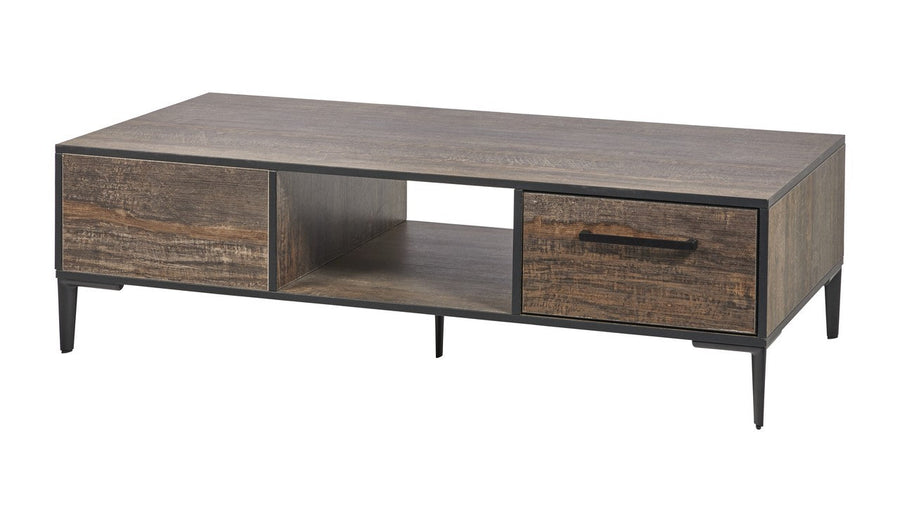 Evan - Salontafel Perugia - T13 - K647 - Donker scheepshout/Zwart - 141x41x68cm