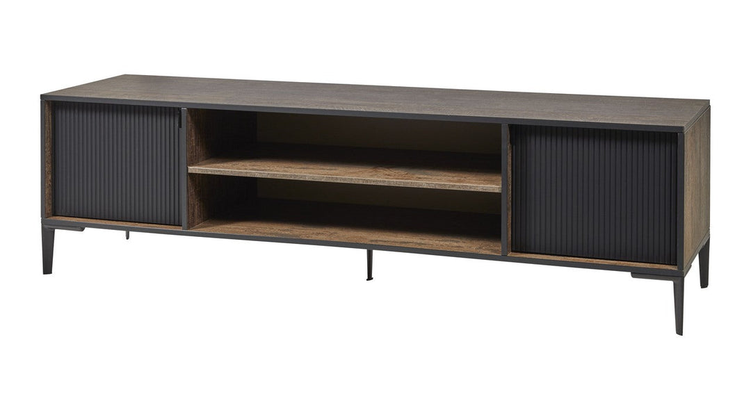 Evan - TV-Meubel Perugia - TV2 - K647 - Donker scheepshout/Zwart - 184x53x50cm