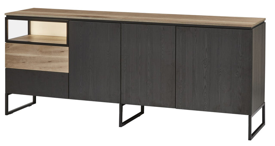 Evan - Dressoir Portofino - DR2 - K799 - Elegant zwart/Oude Eik (top) - 214x88x50cm