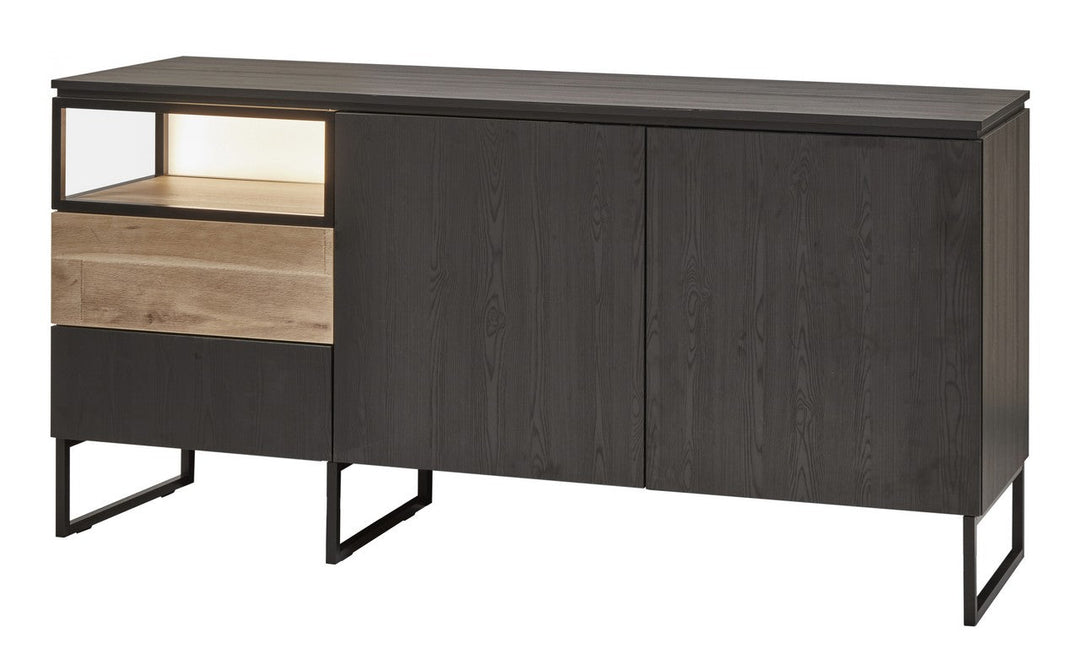 Evan - Dressoir Portofino - DR3 - K716 - Elegant zwart/Oude Eik - 182x88x50cm