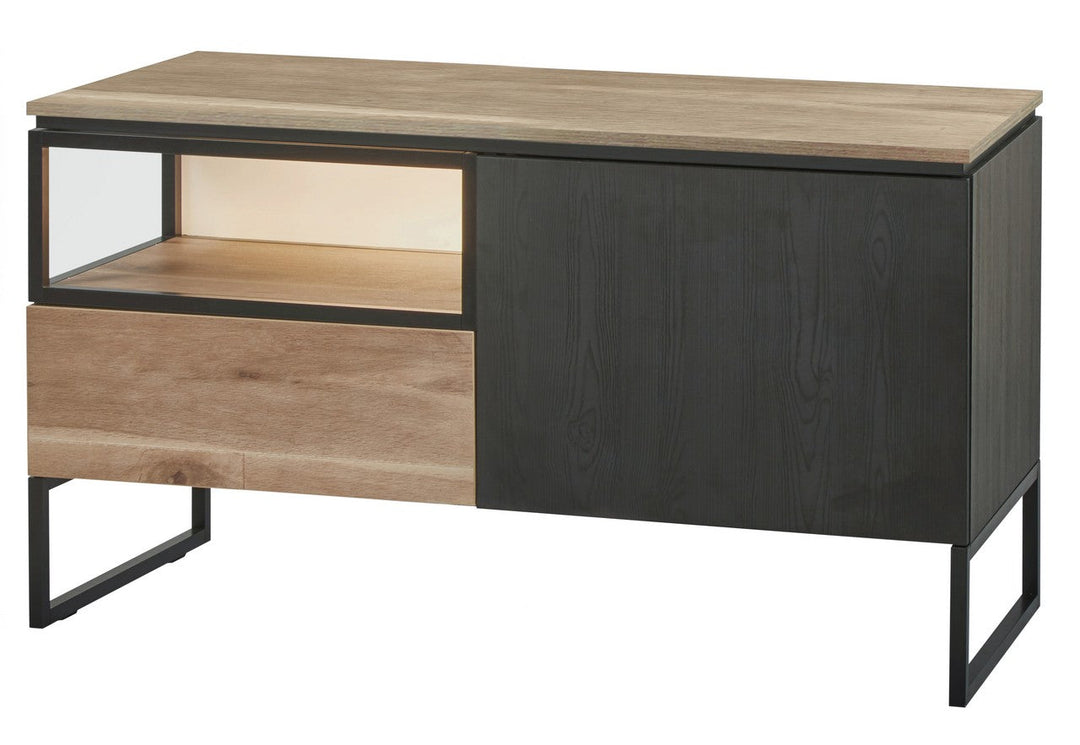 Evan - TV-Meubel Portofino - TV1 - K799 - Elegant zwart/Oude Eik (top) - 121x66x50cm