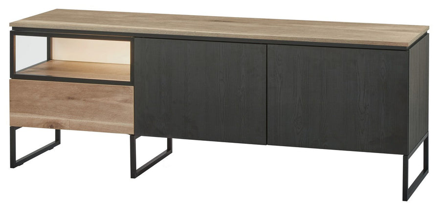 Evan - TV-Meubel Portofino - TV2 - K799 - Elegant zwart/Oude Eik (top) - 181x66x50cm