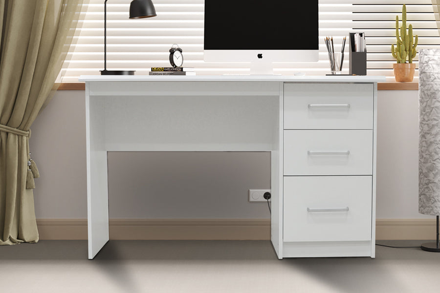 Rousseau - Bureau Mateo 3 lades Wit - 75x121x60 cm