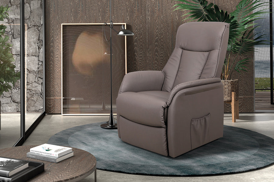 Rousseau - Electrische Relax met lift Miami PU Taupe - 109x72x168cm