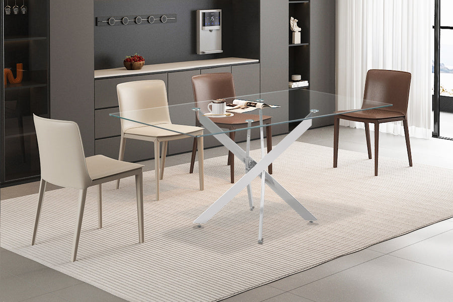 Rousseau - Tafel Lasi 160 cm Glas, Poten Chroom - 75x160x90 cm