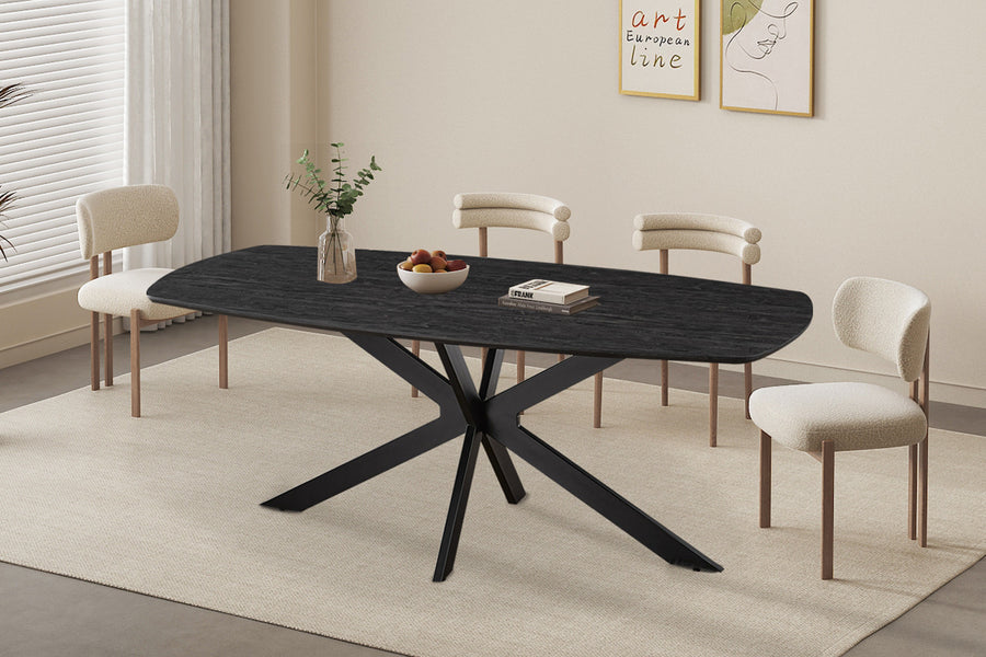 Rousseau - Tafel Aziz 200 cm Deens Ovaal Decor Donkerbruin - 76x200x100cm