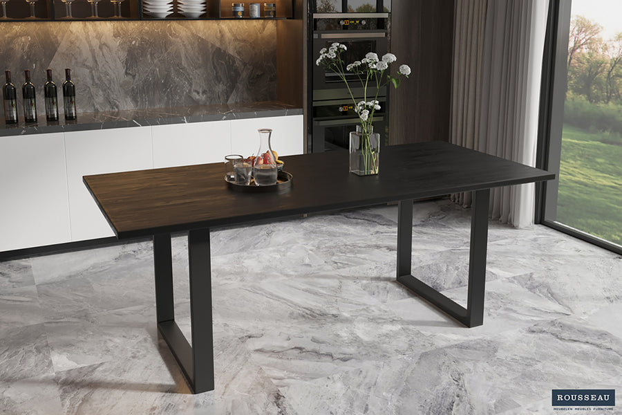 Rousseau - PROMO - Tafel Nicola 200 cm Rechthoekig Mango hout zwart - 76x200x100cm