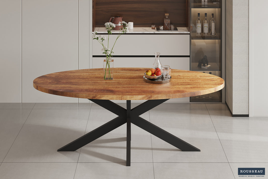 Rousseau - Tafel Alexa 200 cm Ovaal Mango hout - 76x200x100cm