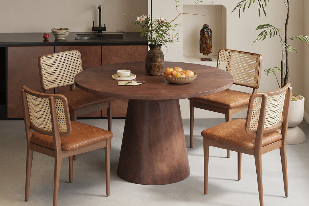 Rousseau - Tafel Tommy 130 cm Rond Mango hout Bruin - 77x130x100cm