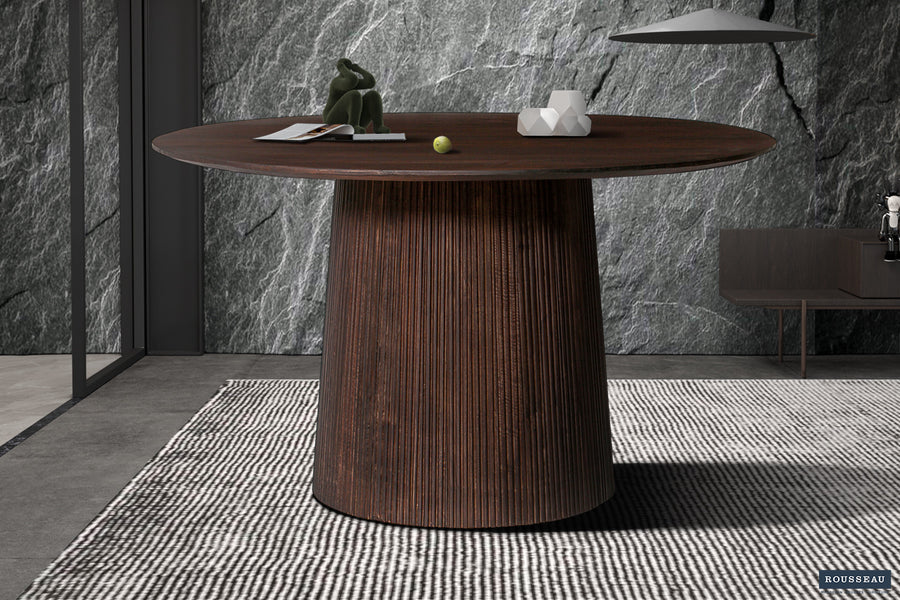 Rousseau - Tafel Miguel 130 cm Rond Mango hout Donkerbruin - 76x130x130 cm