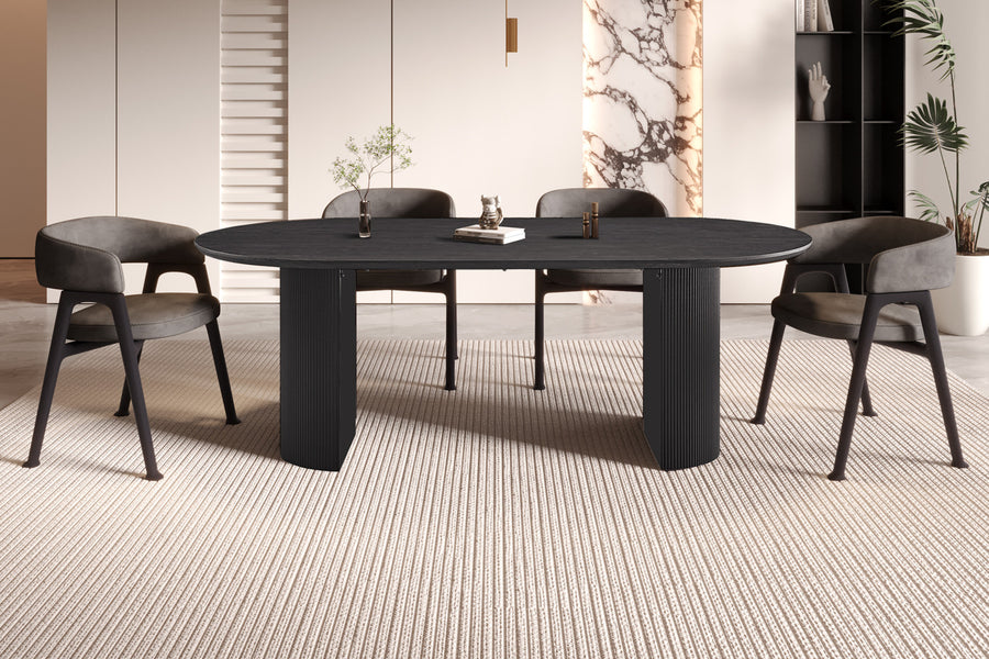 Rousseau - Tafel Lagos 220 cm Ovaal Decor Donkerbruin - 76x220x110 cm