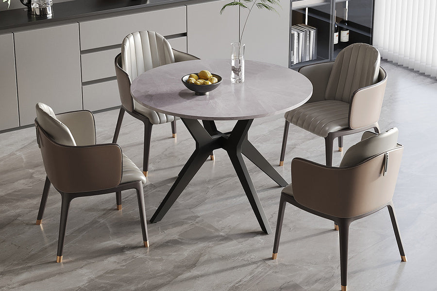 Rousseau - Tafel Apollo 110 cm Rond Glanzend Steen Italian Grijs - 75.5x110x110cm