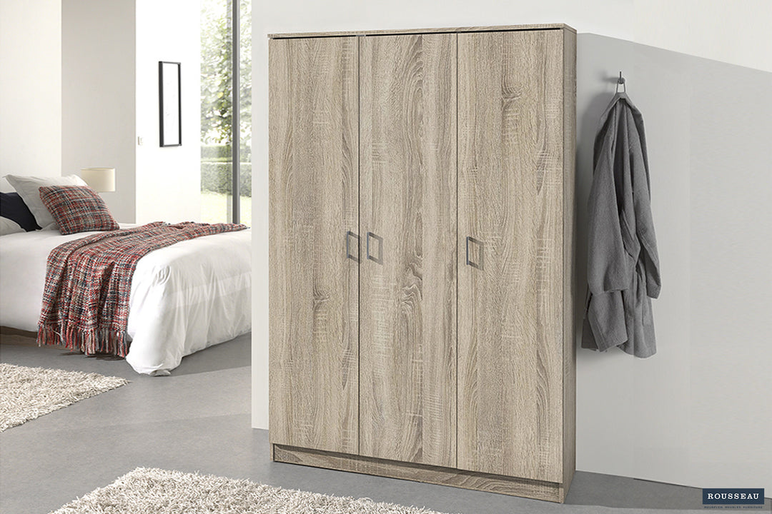 Rousseau - Opbergkast Ray 3 deuren en 4 legplanken Sonoma - 180x120x40 cm