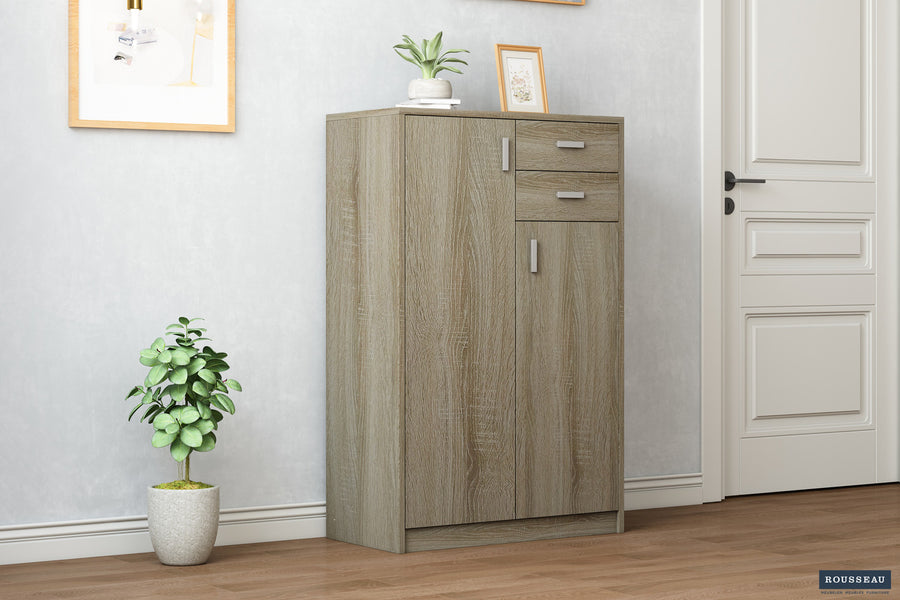 Rousseau - Commode Space 2 deuren 2 laden Sonoma - 110x72x36 cm