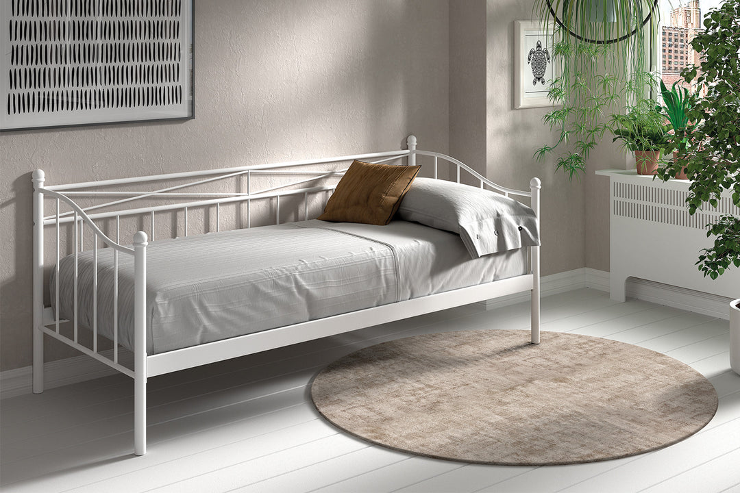 Rousseau - Bed Sablo 90x200 met lattenbodem Wit - 92x95x208 cm