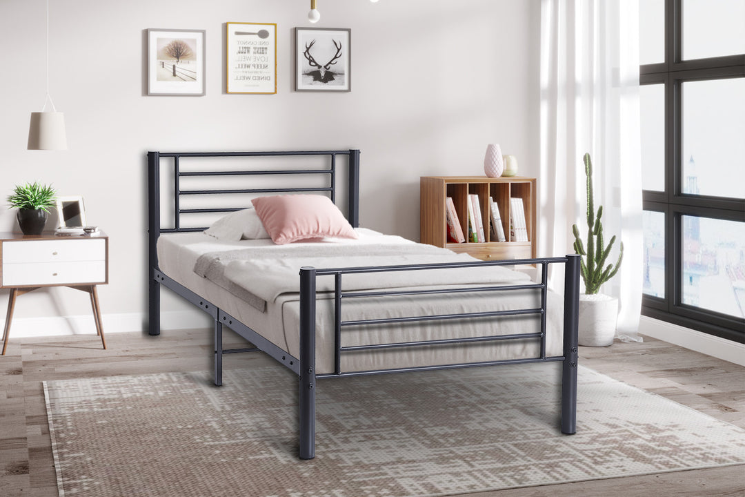 Rousseau - Bed Sammy 90x200 Metaal Donkergrijs - 80x97.5x211 cm