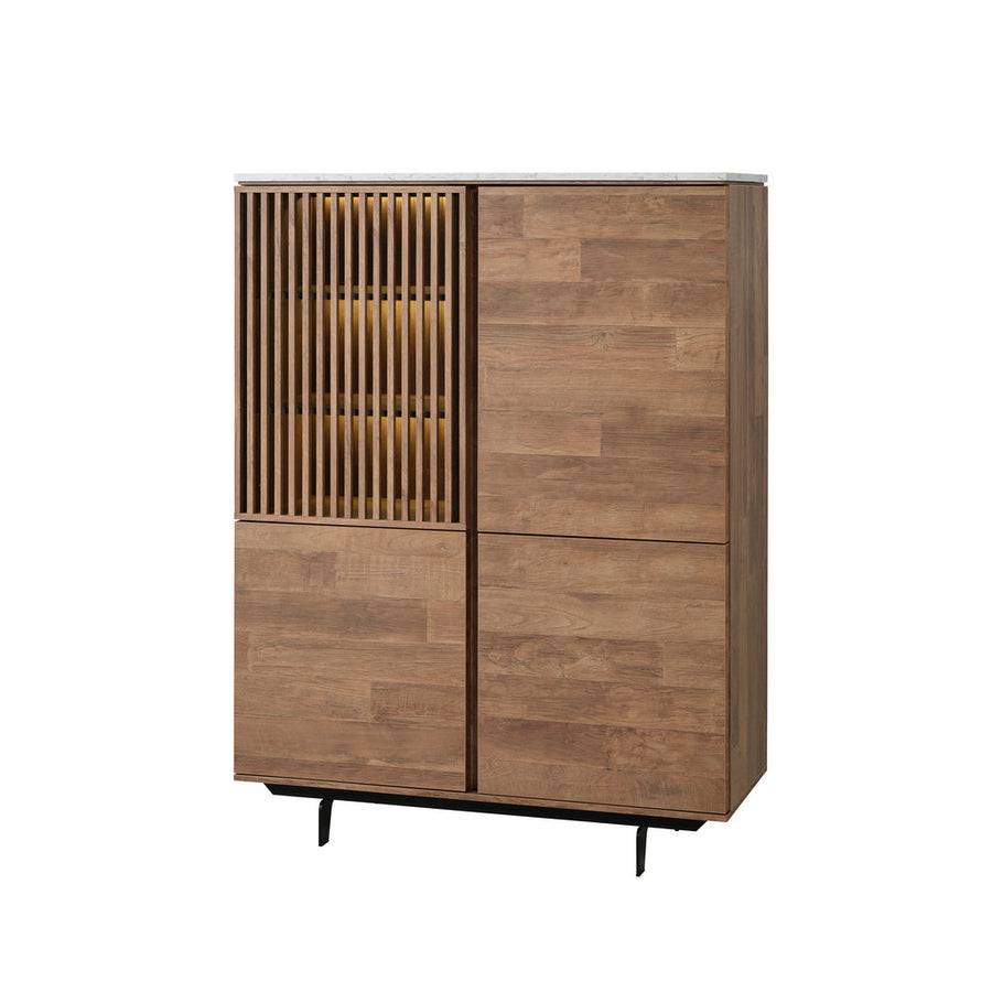 Evan - Barkast Slato - BAR1 - K670CAL - Oude teak/Calacatta wit - 122x163x50cm