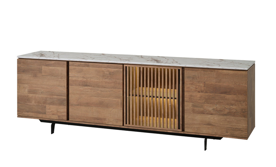 Evan - Dressoir Slato - DR1 - K670CAL - Oude teak/Calacatta wit - 244x81x50cm