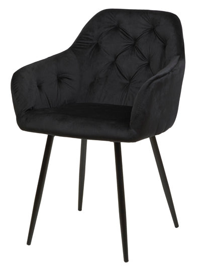 GBO - Chaise de salle à manger ST2004 - Tissu - Noir - 52x39x44cm