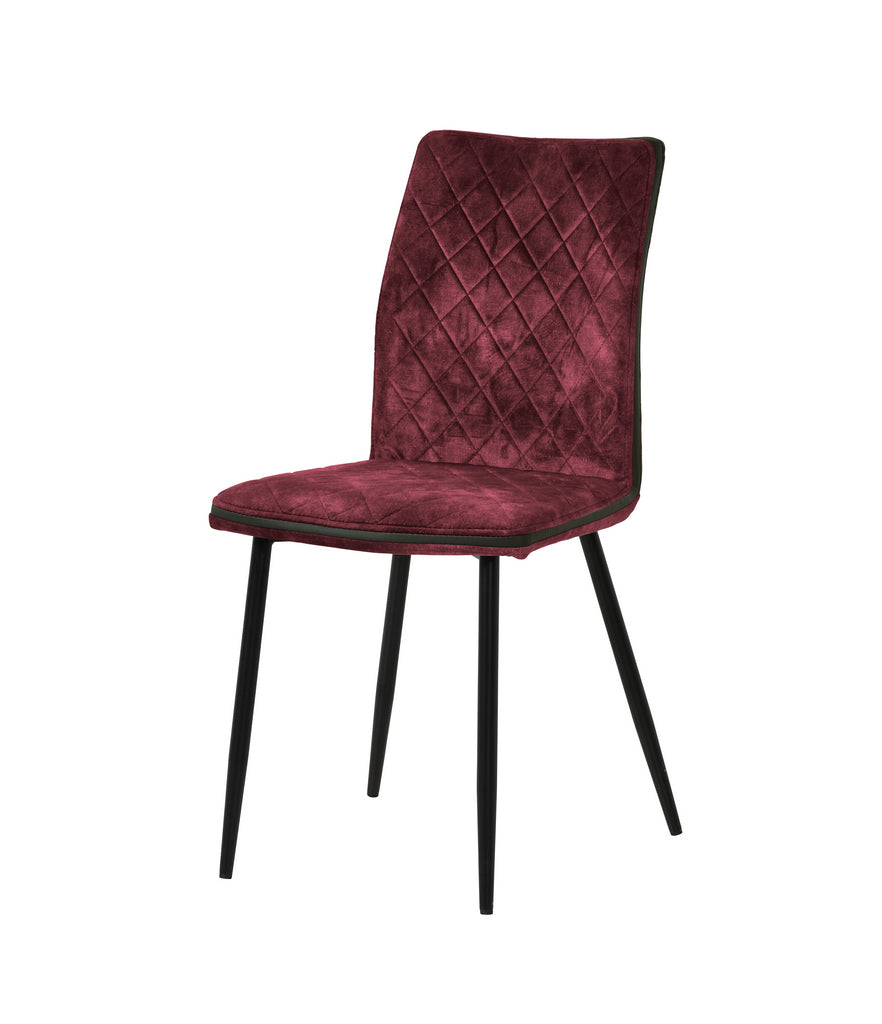 Meubar - Eetkamerstoel Corona - STCORONA2-K028-V059 5min per 2) - Vintage Velours - Rood - 45x88x57cm