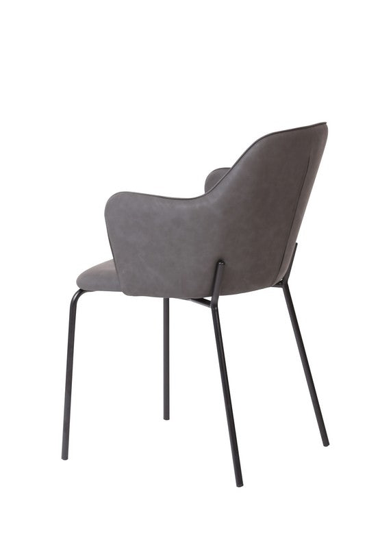 Meubar - Eetkamerstoel Flo - STFLO-K028-PU08 (min per2) - Kunstleder - Antraciet - 54x85x60cm