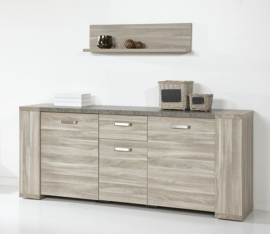 Meubar - Dressoir Stone - DR3 - K437 - Spint eik grijs/Marmer  - 205x86x50cm