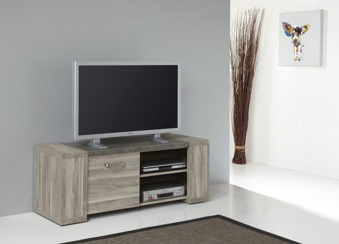 Meubar - TV- Meubel Stone - TV1 - K437 - Spint eik grijs/Marmer  - 140x55x50cm