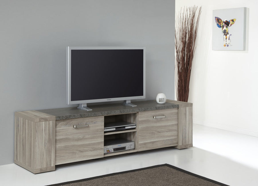 Meubar - TV- Meubel Stone - TV2 - K437 - Spint eik grijs/Marmer  - 205x55x50cm