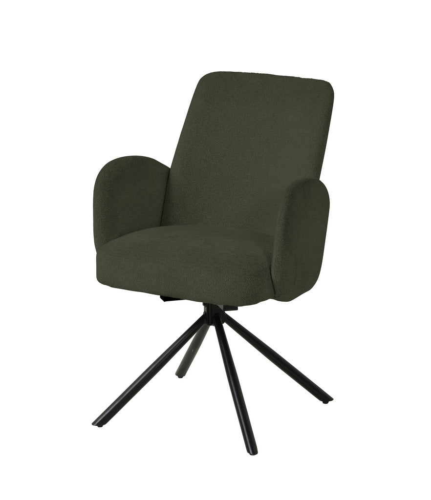 Meubar - Eetkamerstoel Tosca 2 - STTOSCA2-K028-R078 (min per2) - Boucl Stof - Groen - 58x87x62cm