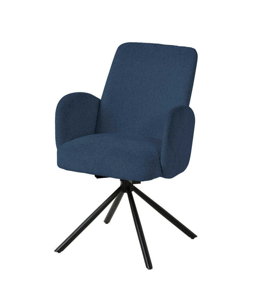 Meubar - Eetkamerstoel Tosca 2 - STTOSCA2-K028-R086 (min per2) - Bouclé Stof - Blauw - 58x87x62cm