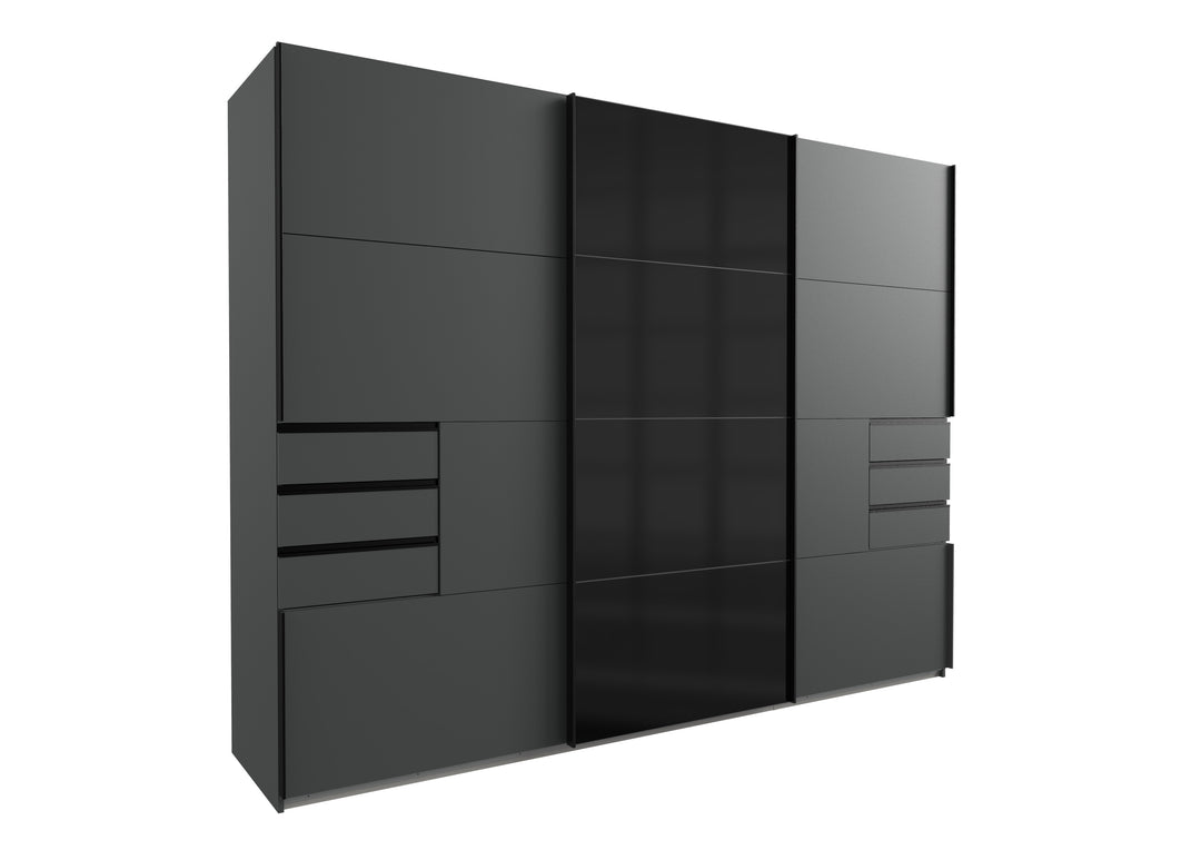 Wimex - Armoire Saigon - Portes coulissantes - Noir - 270x218x65cm