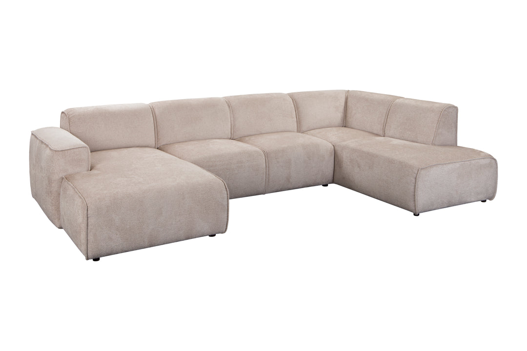 2BM - Luxueuze U-Vormige Salon Billund - Beige Velours - 262x170x92xh96 cm