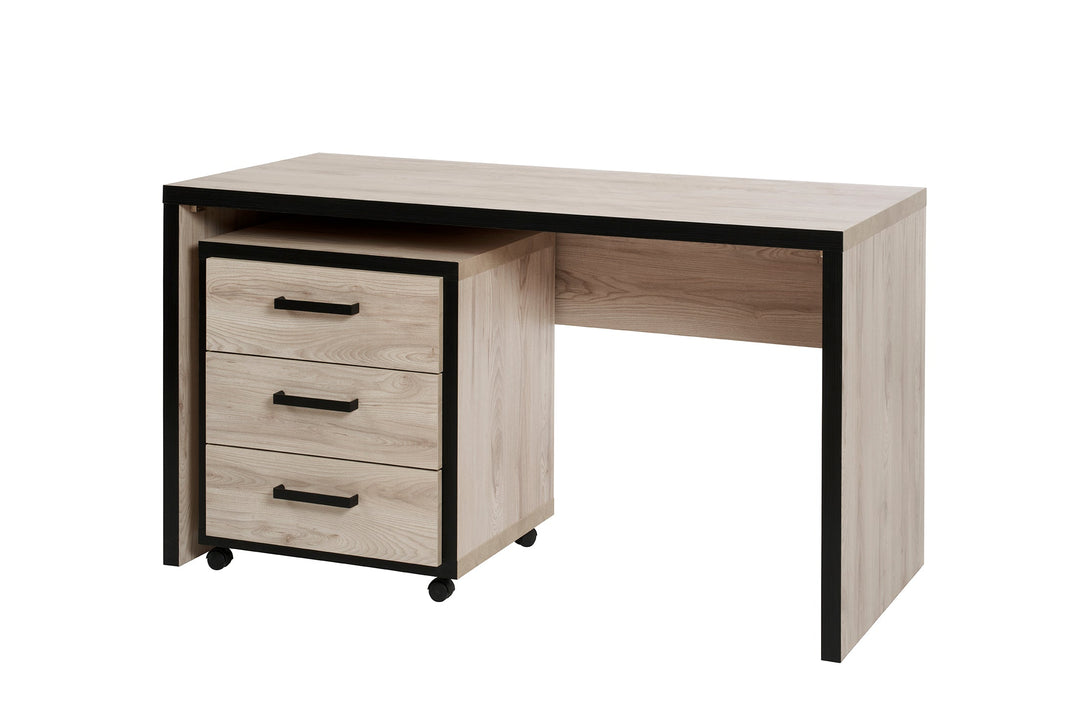 GBO - Bureau + conteneur Sierra - Chêne Coastland - 140x76x65cm