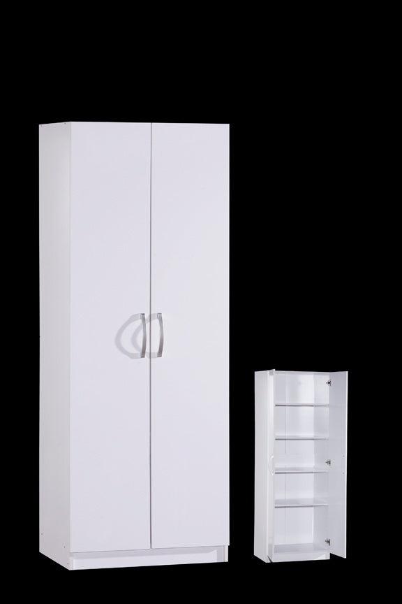 TYC - Armoire - Placard de rangement Eden - 2 portes battantes - Décor blanc - 60x180x50cm