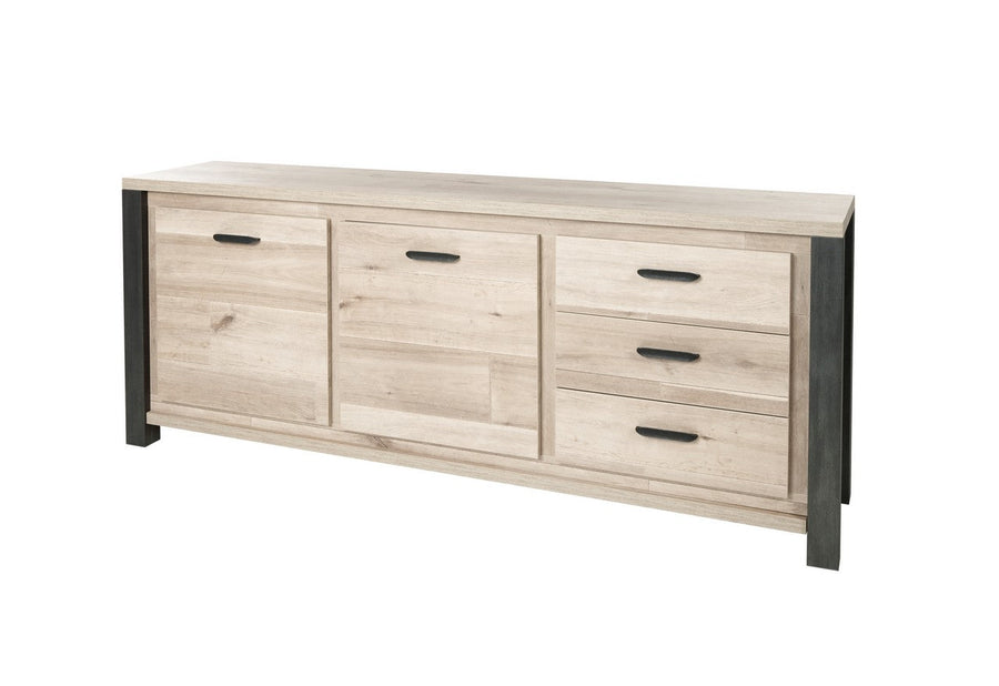 Meubar - Dressoir Tomba - DR6 - K497 - Oude Eik/Imitatie staal  - 222x90x50cm