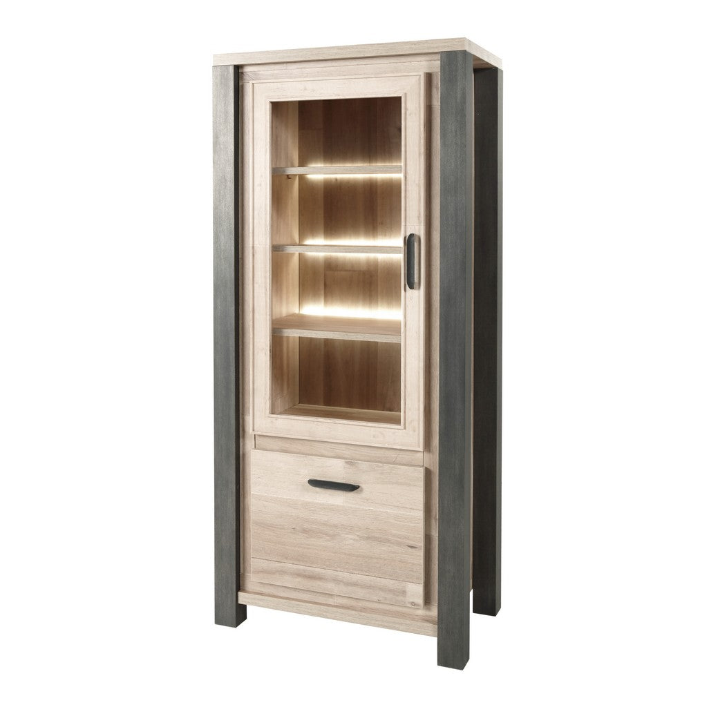 Meubar - Kolomkast Tomba - KV6L - K497 - Oude Eik/Imitatie staal  - 810x187x50cm