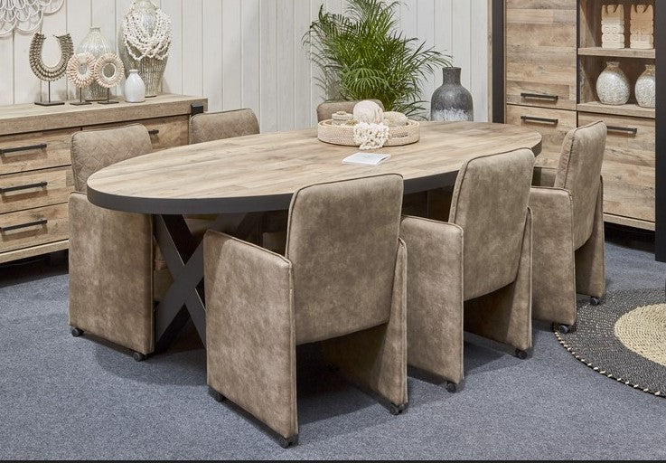 Evan - Eettafel Udine - TOV17XM50-K028-K630BL - Natuurlijke parketlook - 225x73x120cm