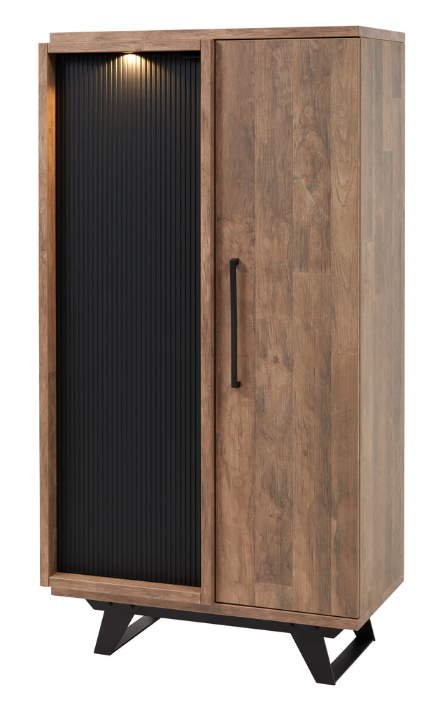 Meubar - Kolomkast Trentino - KB6L - K671 - Old Teak/Matt black  - 875x167x50cm