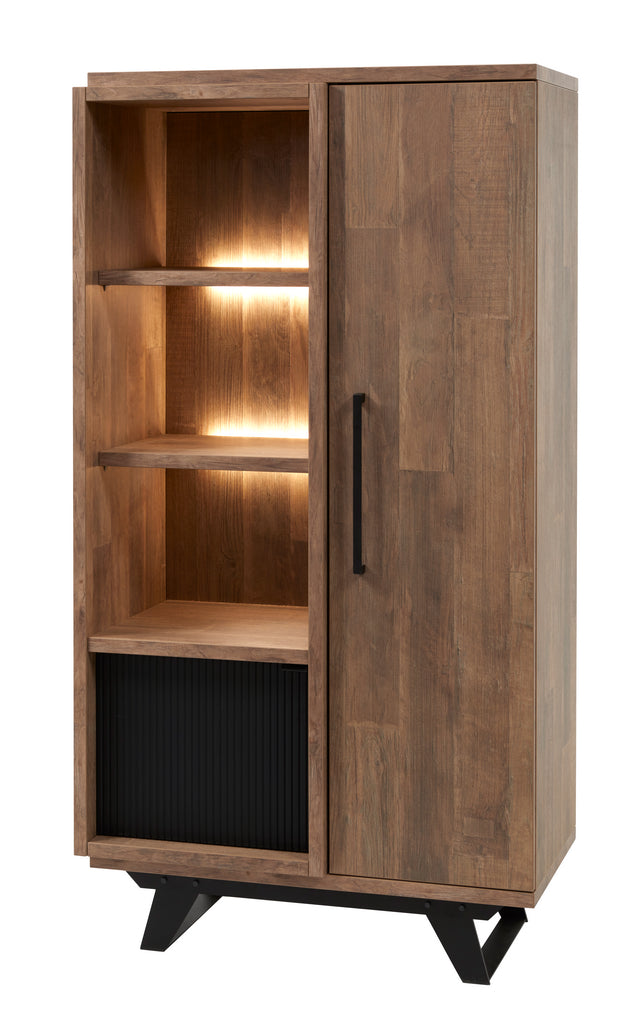 Meubar - Kolomkast Trentino - KV6L - K671 - Old Teak/Matt black  - 875x167x50cm