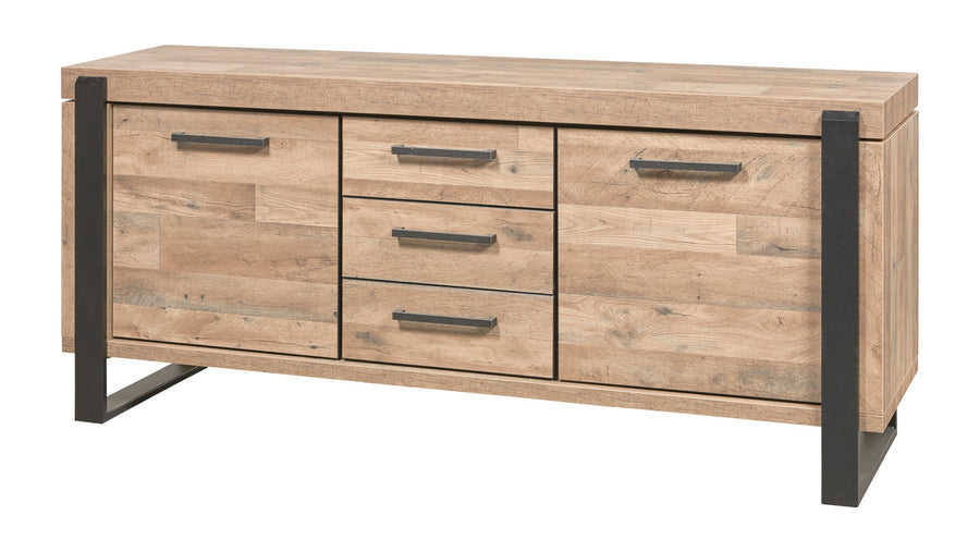 Evan - Dressoir Udine - DR2 - K632 - Natuurlijke parketlook/Zwart - 469x88x52cm