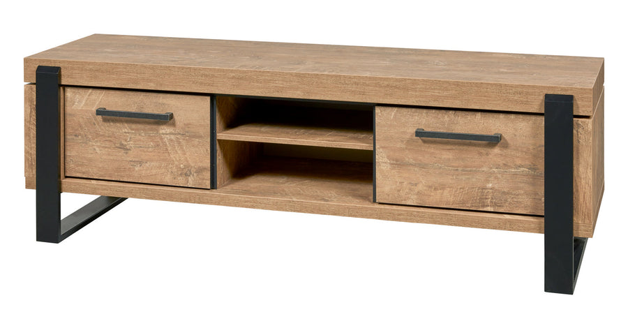 Evan - TV-Meubel Udine - TV2 - K661 - Oranje teakhout/Zwart - 317x60x52cm