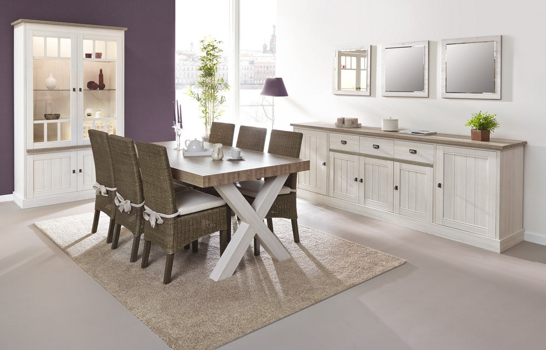 Meubar - Eetkamer York X - 3-delige set - Lariks Eik/Kristal Eik