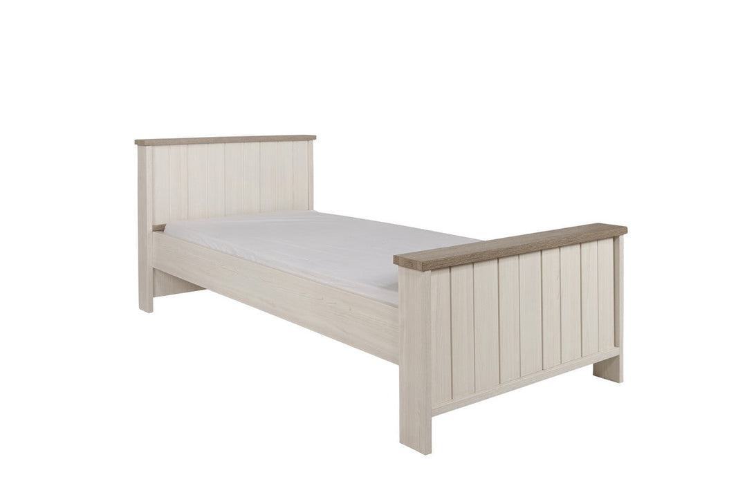 Meubar - Eenpersoonsbed laag York  - LB90LK - K467 - Lariks/Kristal eik licht bruin  - 90x89x200cm