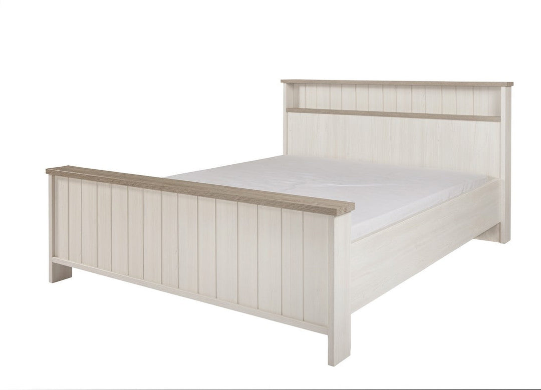 Meubar - Tweepersoonsbed hoog York  - LB140HK-2M00 - K467 - Lariks/Kristal eik licht bruin  - 140x104x200cm