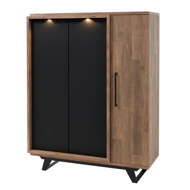 Meubar - Meuble bar Trentino - BAR6 - Éclairage inclus - K671 - Chêne/Noir - 130x166x50cm