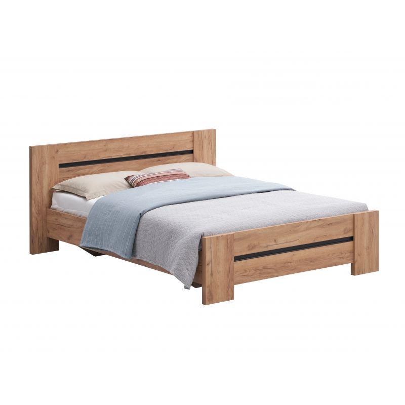 Tweepersoonsbed Odessa - Donkere Eik/Zwart - 140x80x200cm