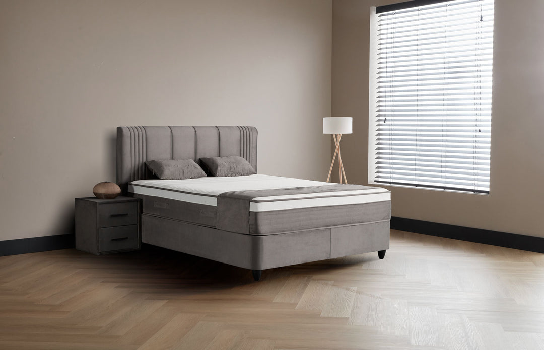 BSP - Boxspring Lindo - Stof - Grijs - 140x110x200cm