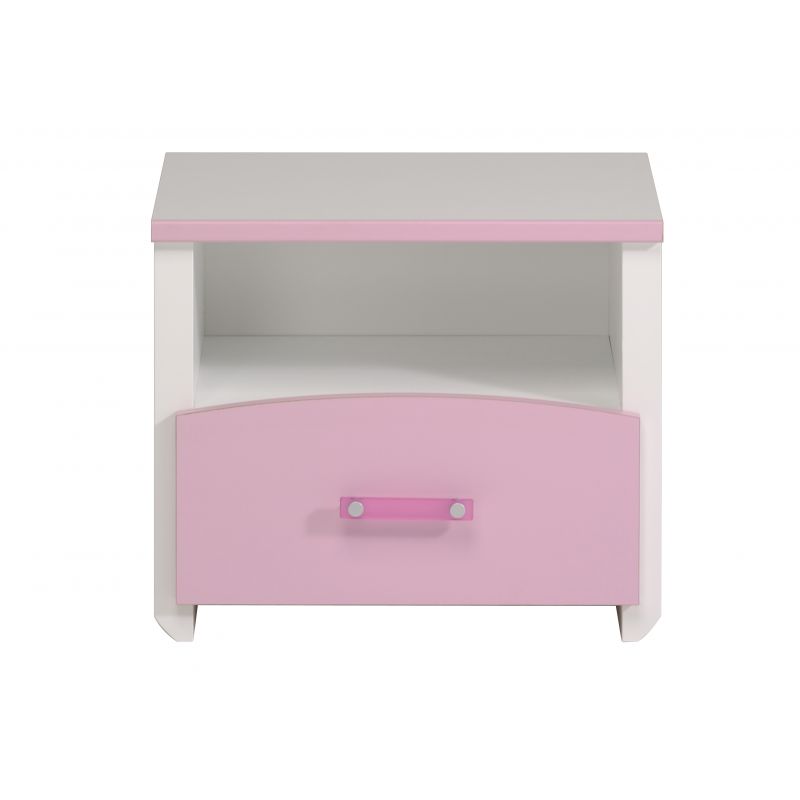 PST - Table de Chevet Biotiful - Blanc/Rose - 48x42x33cm